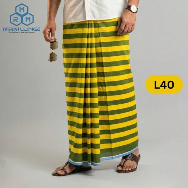 5.5 Hand Soft Cotton Plain Check Lungi L40