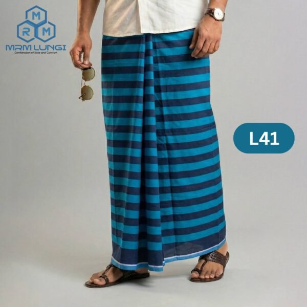 5.5 Hand Soft Cotton Plain Check Lungi L41