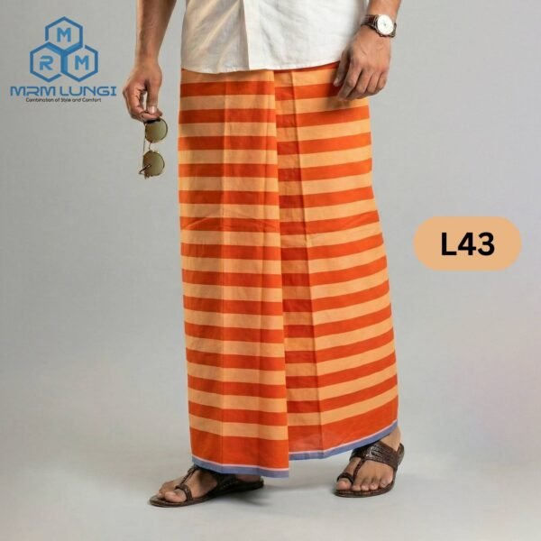 5.5 Hand Soft Cotton Plain Check Lungi L43
