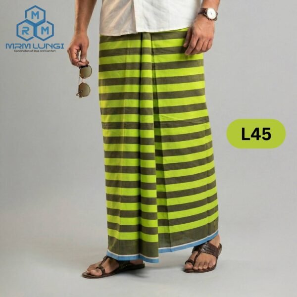 5.5 Hand Soft Cotton Plain Check Lungi L45