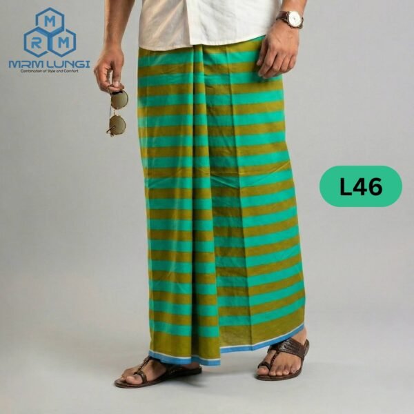 5.5 Hand Soft Cotton Plain Check Lungi L46