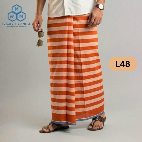 5.5 Hand Soft Cotton Plain Check Lungi L48