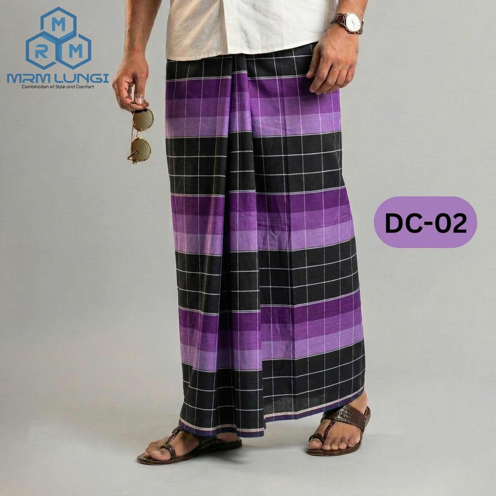 DC-02 5.5 Hand Soft Cotton Deep Check Lungi DC-02 - Image 1