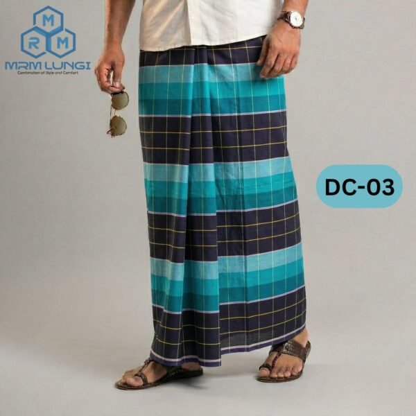 5.5 Hand Soft Cotton Deep Check Lungi DC-03