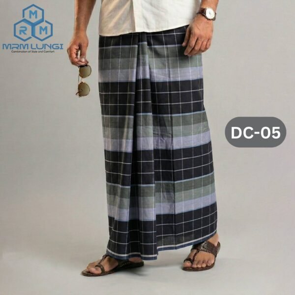 5.5 Hand Soft Cotton Deep Check Lungi DC-05