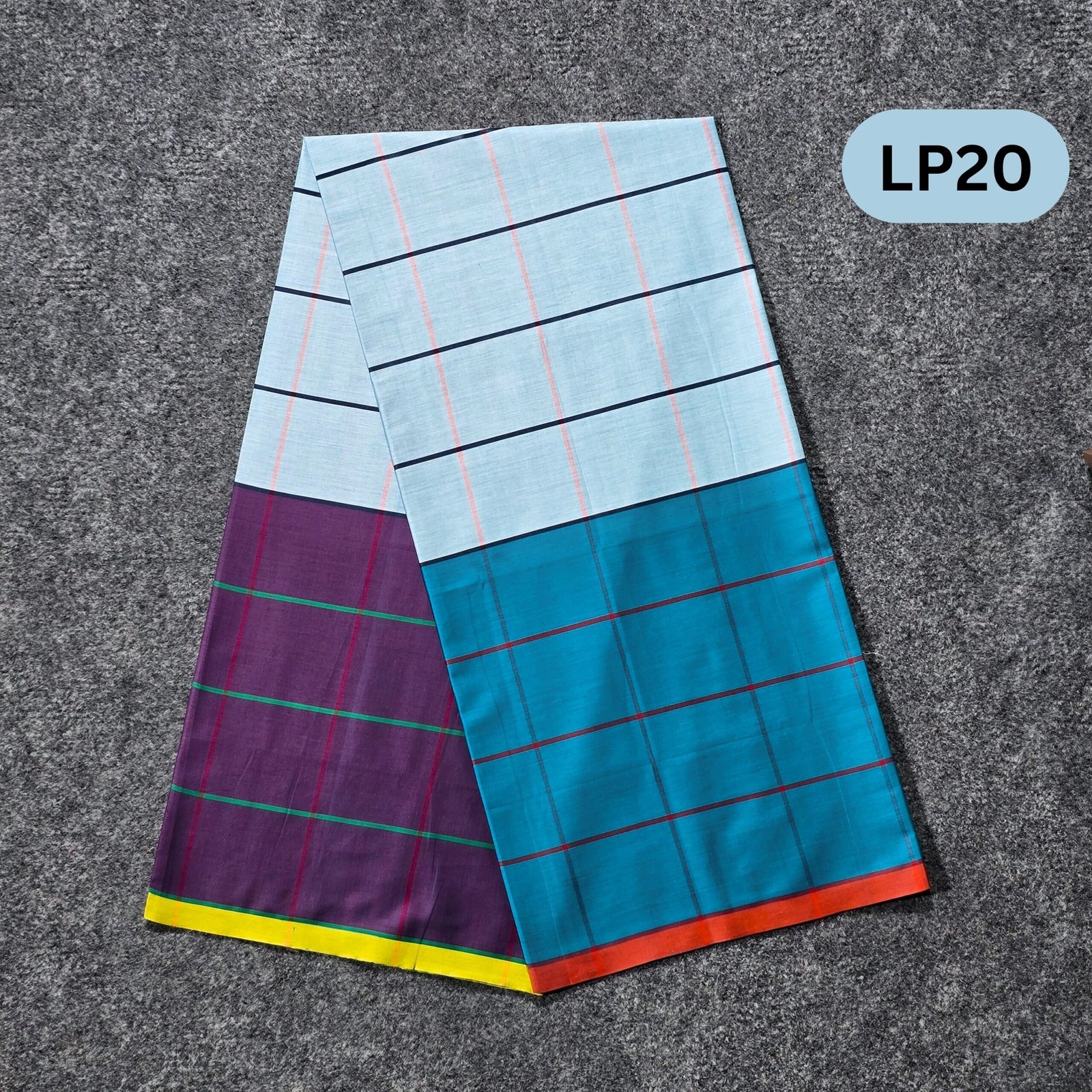 LP20 5.5 Hand Soft Cotton Light Check Lungi LP20 - Image 1