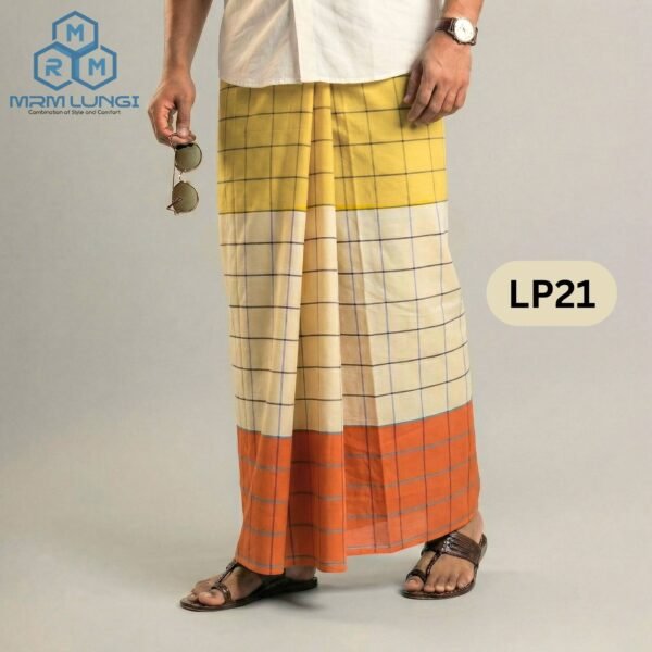 5.5 Hand Soft Cotton Light Check Lungi LP21