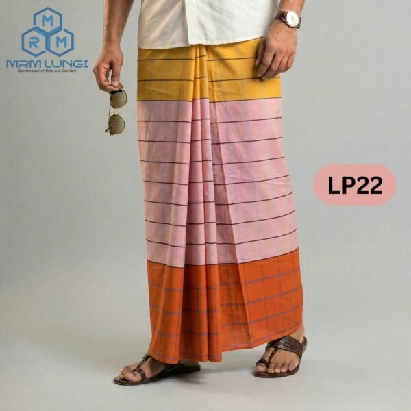5.5 Hand Soft Cotton Light Check Lungi LP22