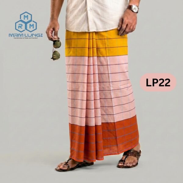 5.5 Hand Soft Cotton Light Check Lungi LP22