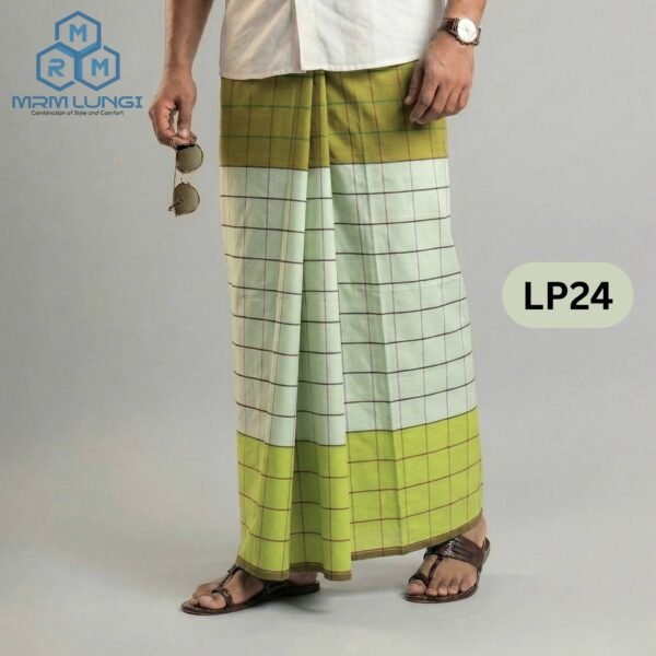 5.5 Hand Soft Cotton Light Check Lungi LP24