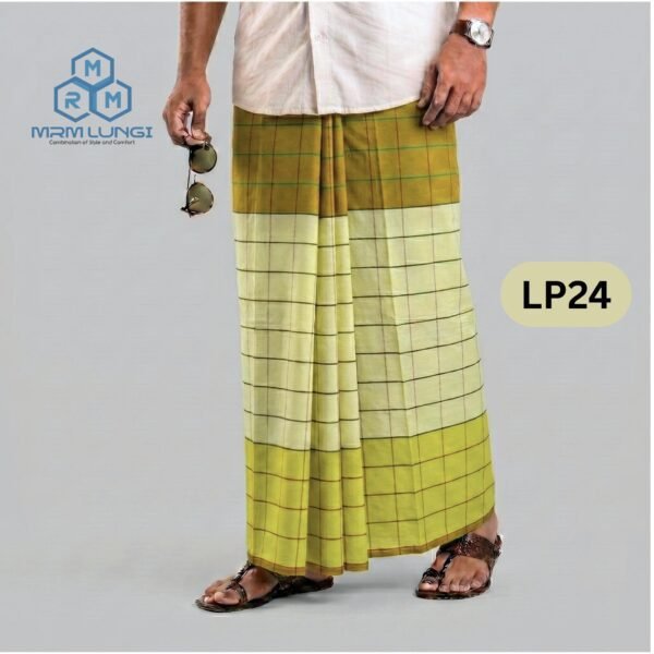 5.5 Hand Soft Cotton Light Check Lungi LP24