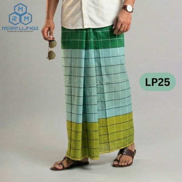 5.5 Hand Soft Cotton Light Check Lungi LP25