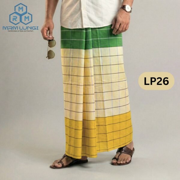 5.5 Hand Soft Cotton Light Check Lungi LP26