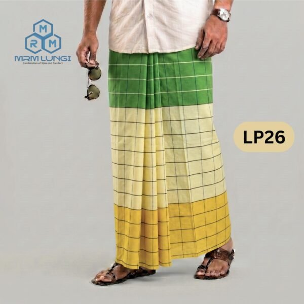 5.5 Hand Soft Cotton Light Check Lungi LP26