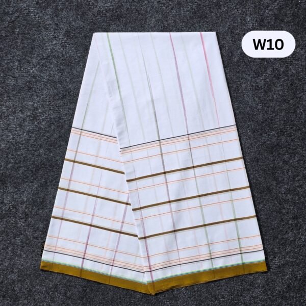 5.5 Hand Soft Cotton White Lungi W10