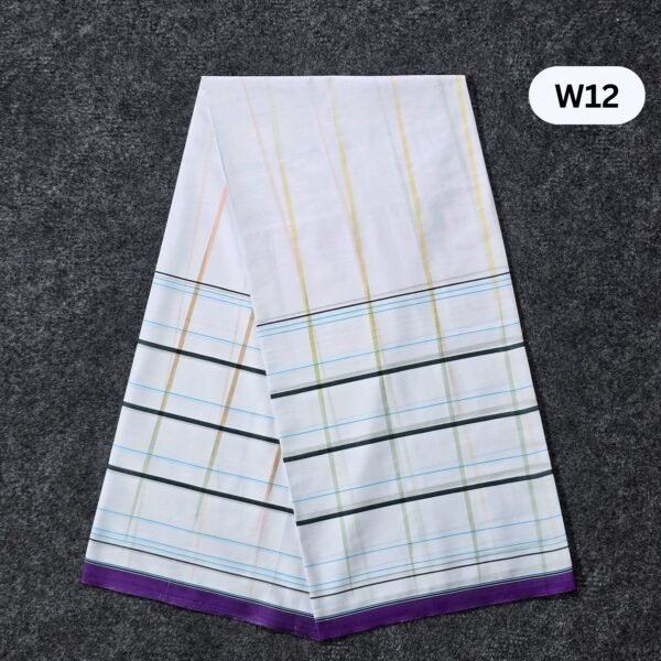 5.5 Hand Soft Cotton White Lungi W12