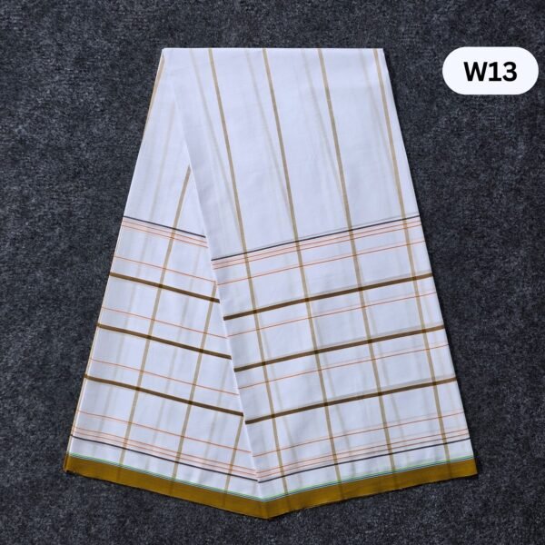 5.5 Hand Soft Cotton White Lungi W13