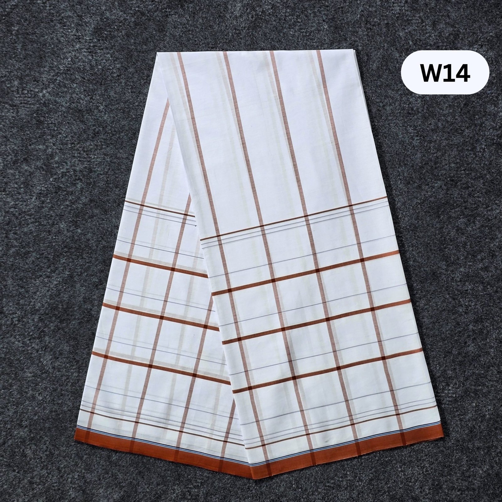 W14 5.5 Hand Soft Cotton White Lungi W14 - Image 1
