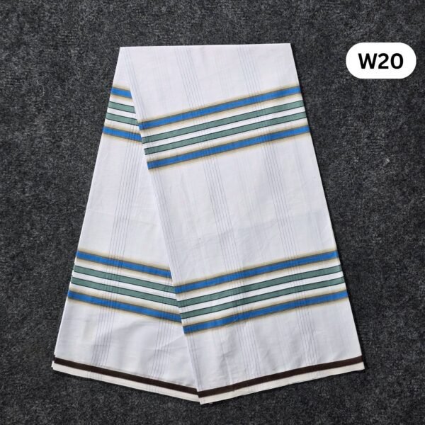 5.5 Hand Soft Cotton White Lungi W20