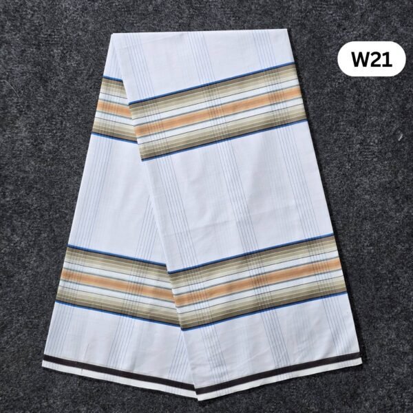 5.5 Hand Soft Cotton White Lungi W21