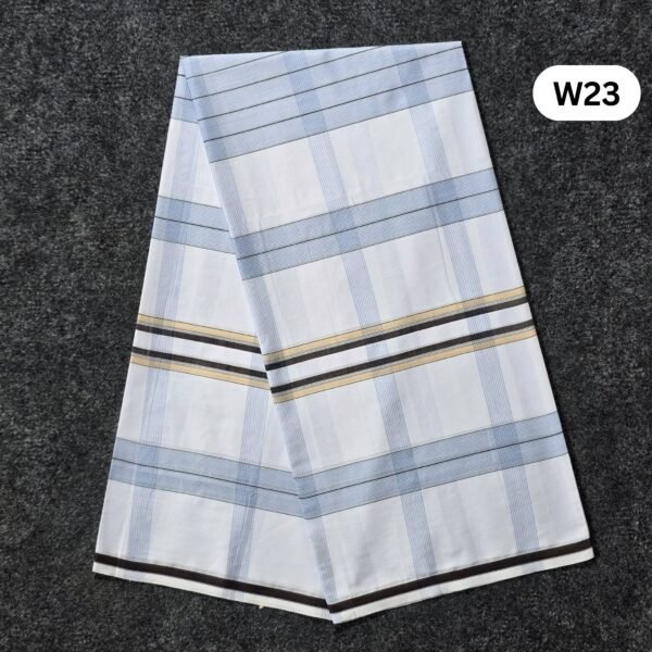 5.5 Hand Soft Cotton White Lungi W23