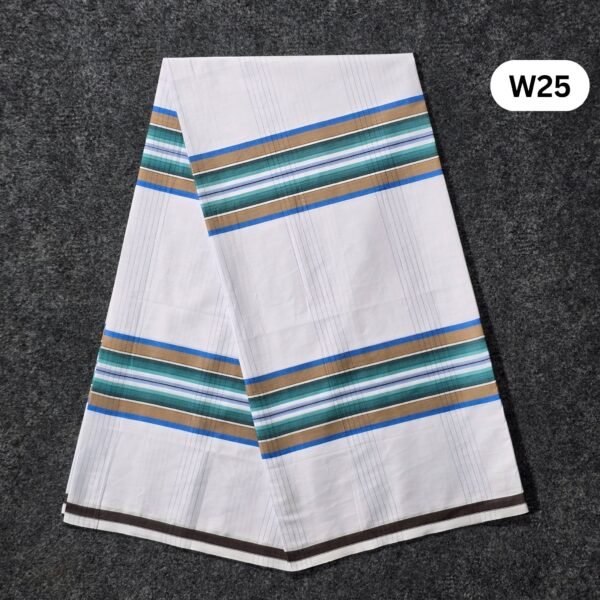 5.5 Hand Soft Cotton White Lungi W25