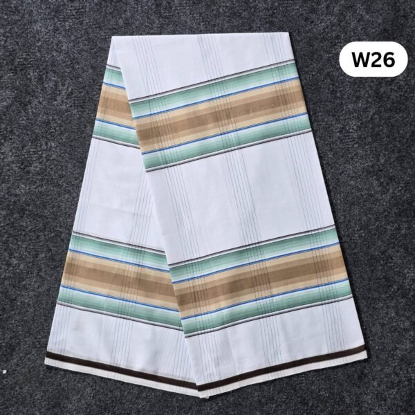 5.5 Hand Soft Cotton White Lungi W26