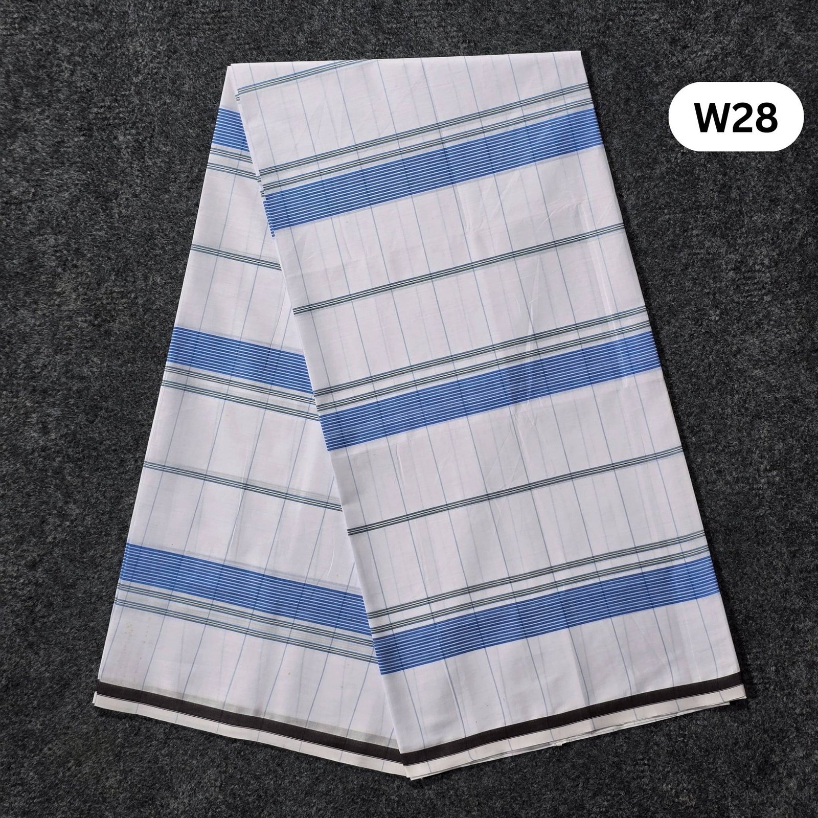 W28 5.5 Hand Soft Cotton White Lungi W28 - Image 1