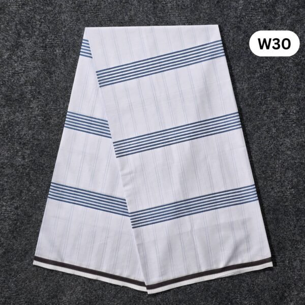 5.5 Hand Soft Cotton White Lungi W30