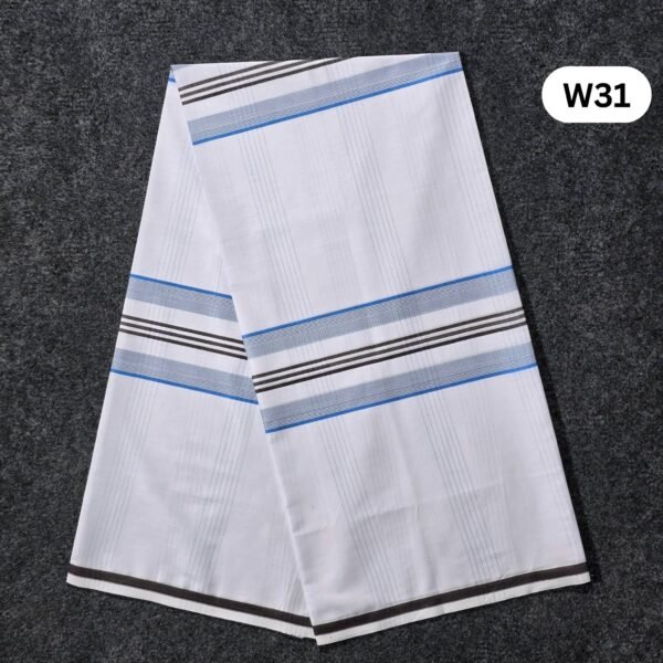 5.5 Hand Soft Cotton White Lungi W31