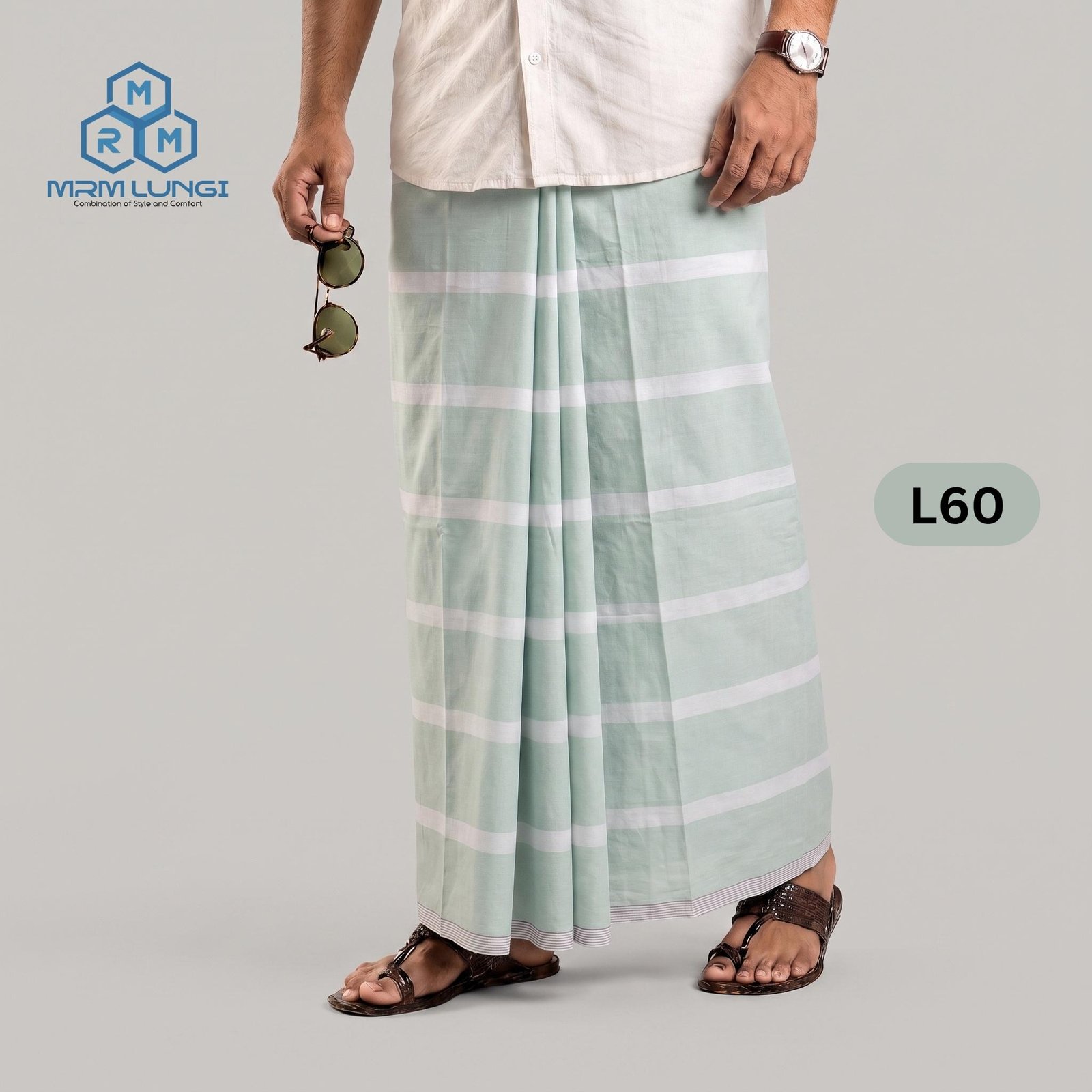L60 3 Soft Cotton Plain Check Lungi L60 - Image 1