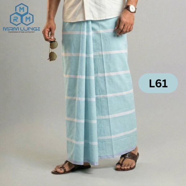 5.5 Hand Soft Cotton Plain Check Lungi L61
