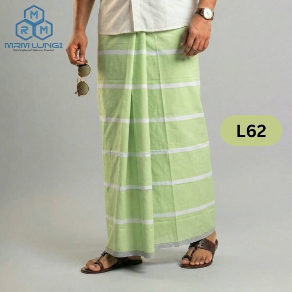 5.5 Hand Soft Cotton Plain Check Lungi L62