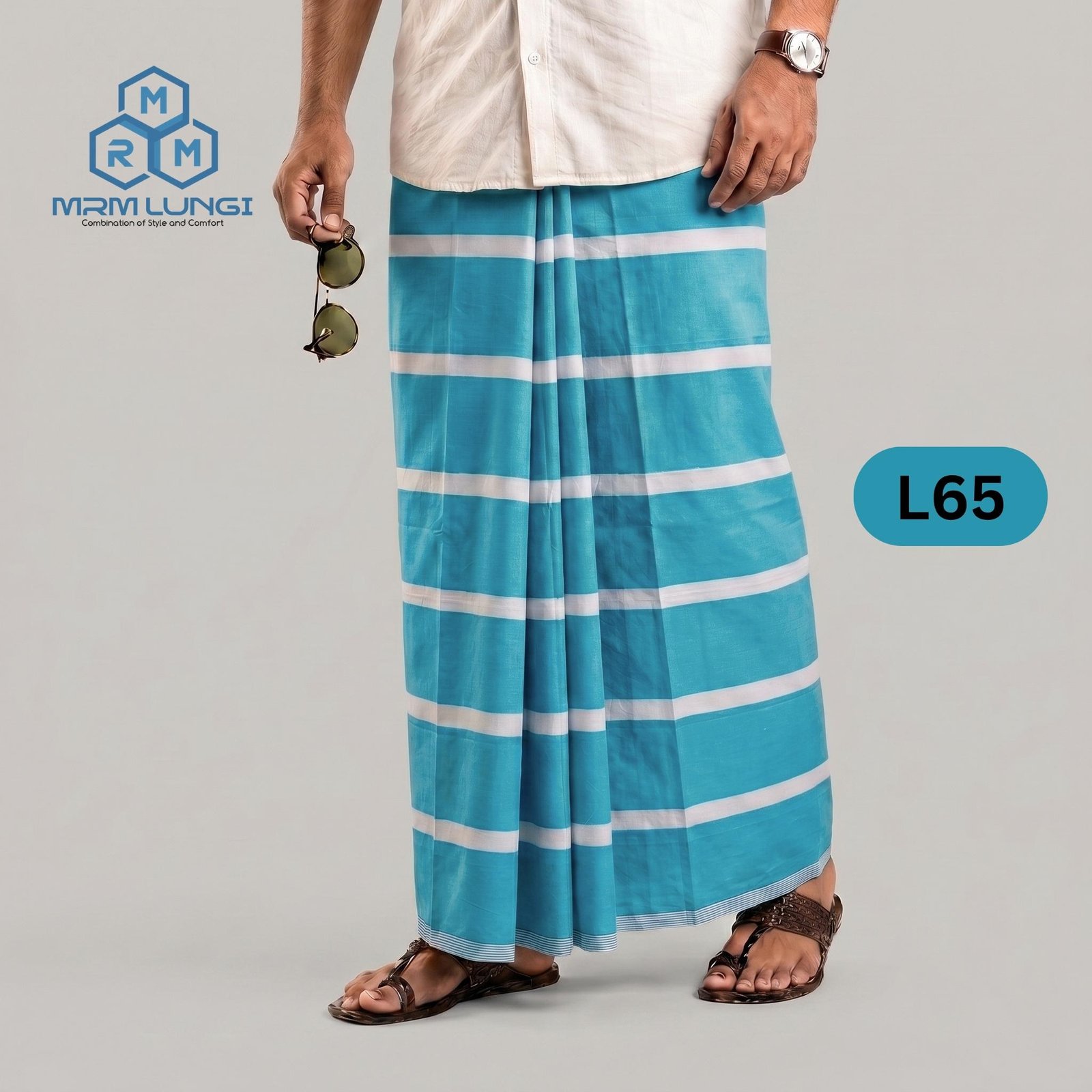L65 Soft Cotton Plain Check Lungi L65 - Image 1