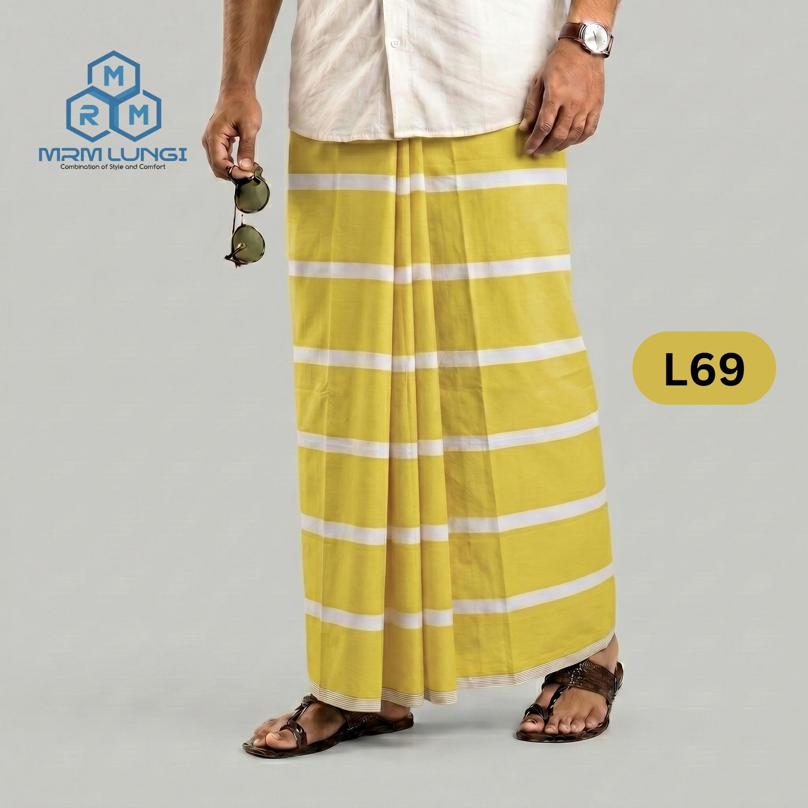 L69 Soft Cotton Plain Check Lungi L69 - Image 1