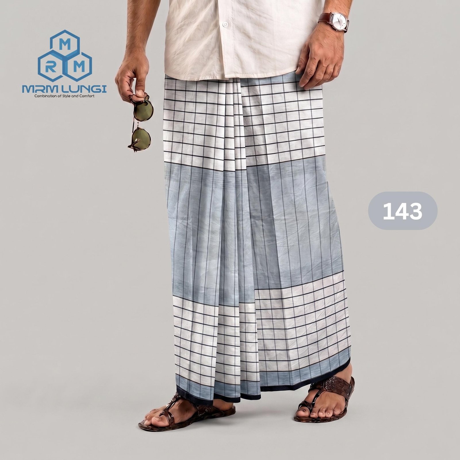 143 Premium White Lungi 143 - Image 1