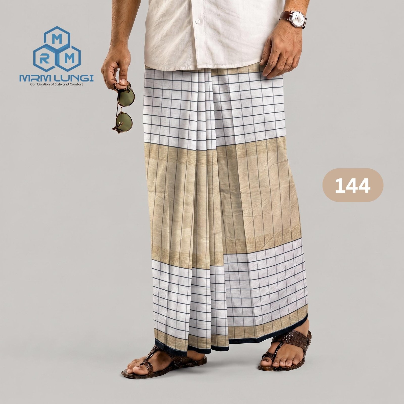 144 Premium White Lungi 144 - Image 1